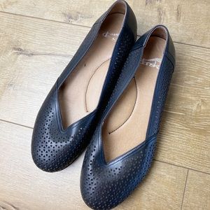 DANSKO Black Eyelet Leather Classic Flats